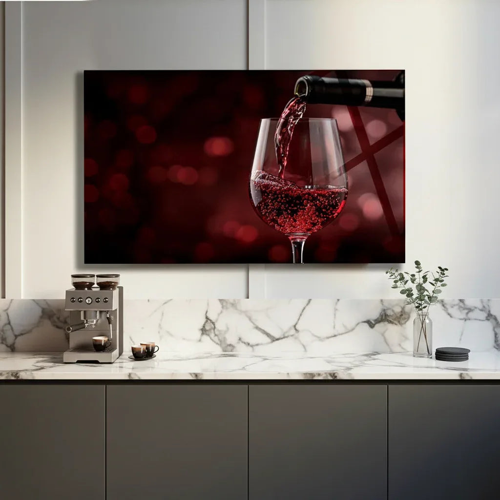 Red Wine Glass Wall Art - LUXARTDECO