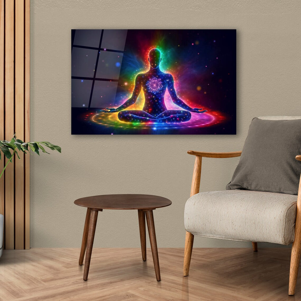 Décoration murale en verre Yoga