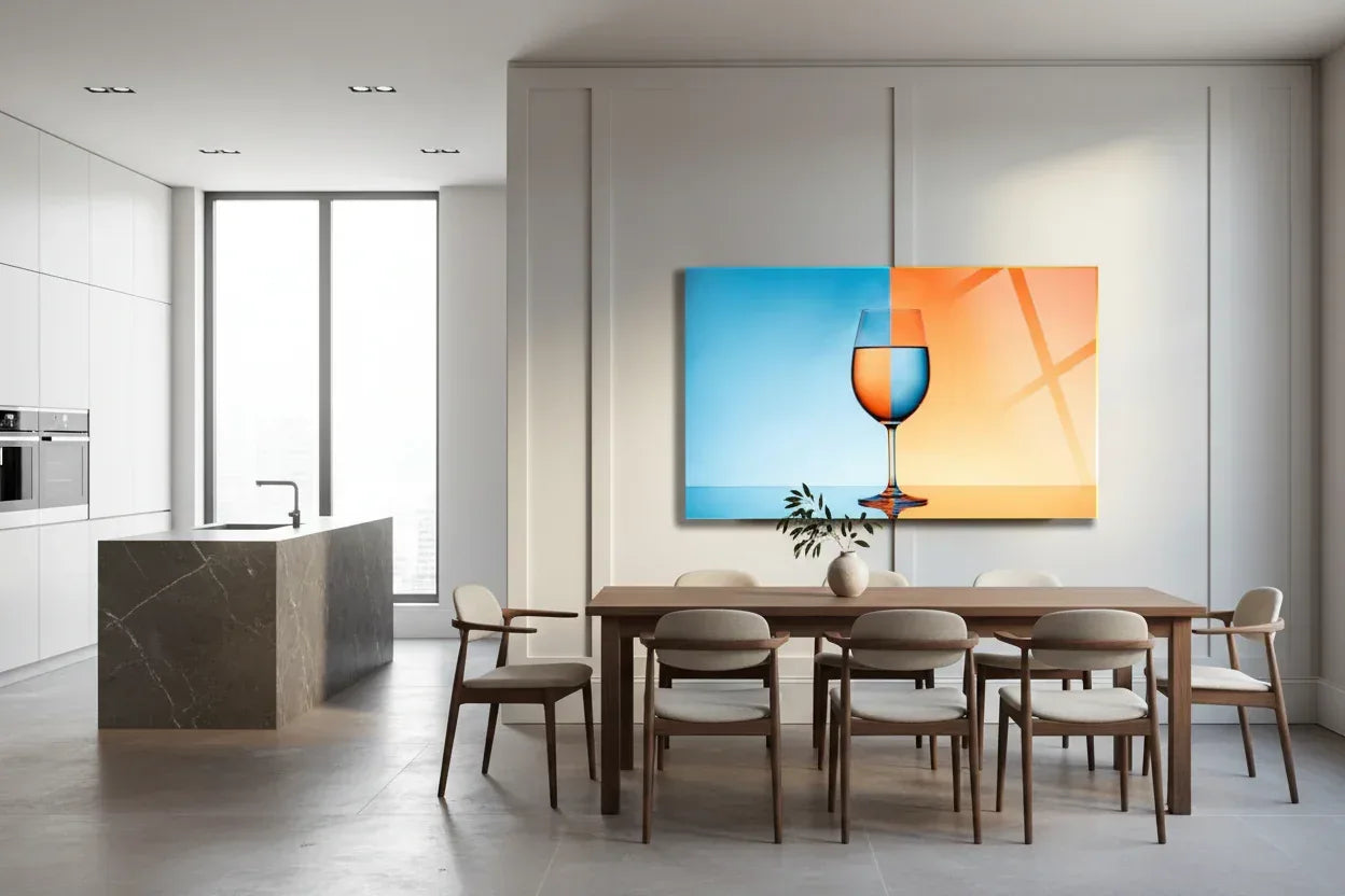 Orange & Blue Kitchen Glass Wall Art - LUXARTDECO