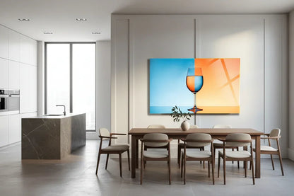 Orange & Blue Kitchen Glass Wall Art - LUXARTDECO