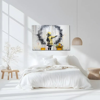 Sunflower Painter Girl Glass Wall Art - LUXARTDECO