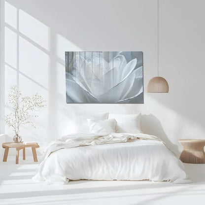 White Rose Glass Wall Art - LUXARTDECO