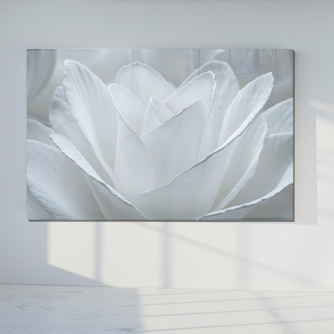 White Rose Glass Wall Art