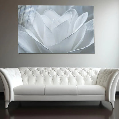 White Rose Glass Wall Art - LUXARTDECO