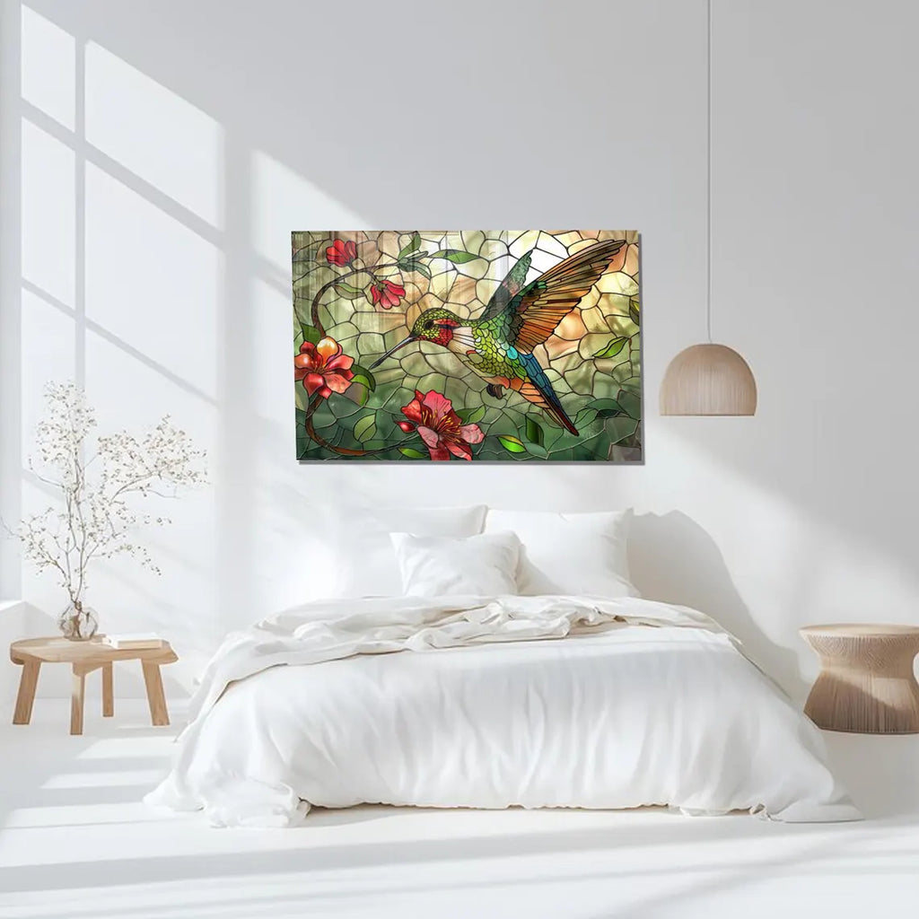 Tableau mural en verre colibri