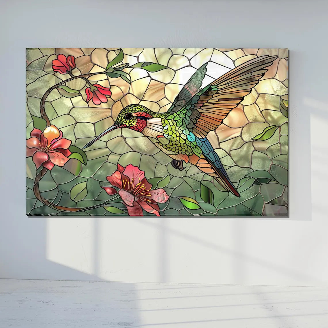 Tableau mural en verre colibri