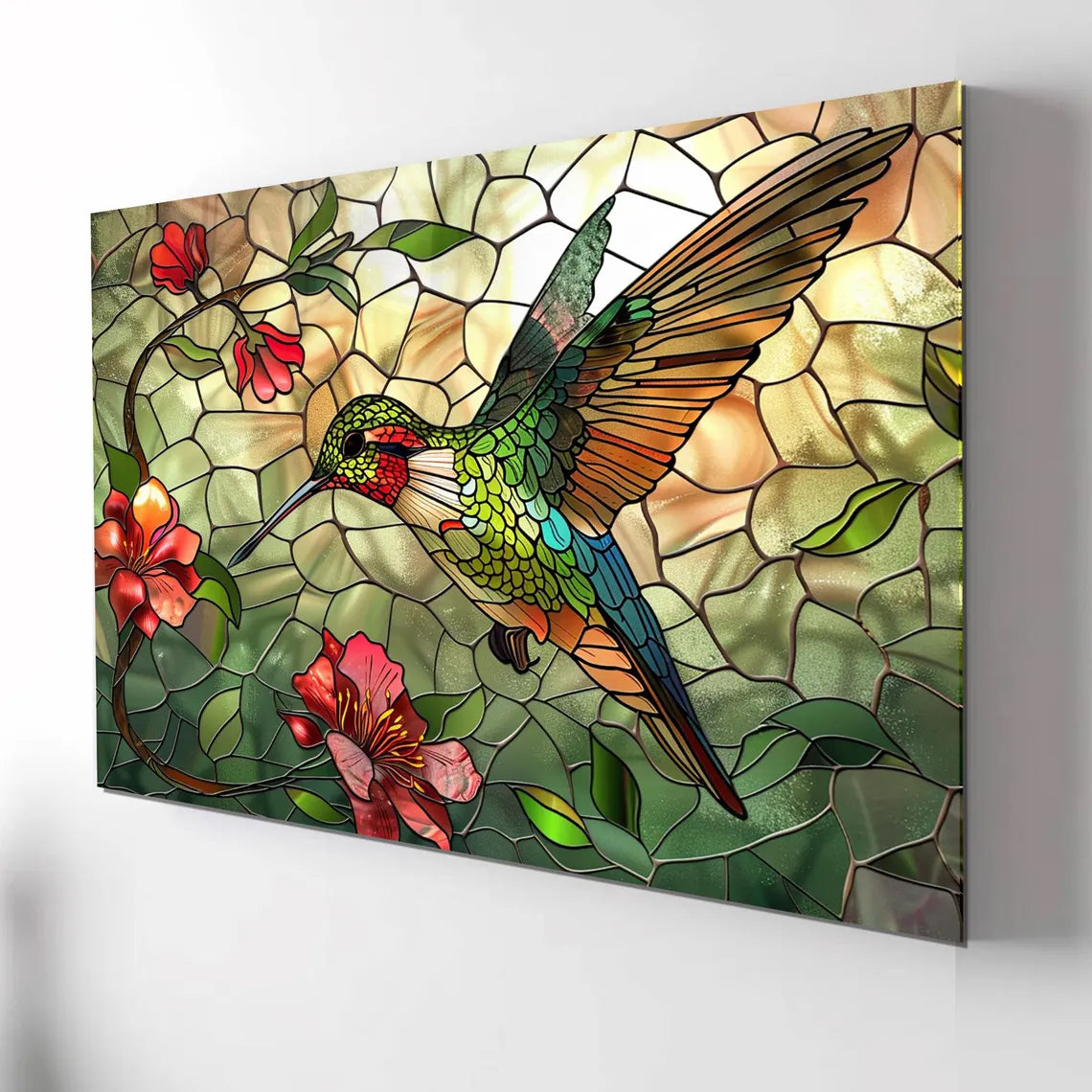 Tableau mural en verre colibri