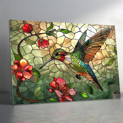 Hummingbird Glass Wall Art - LUXARTDECO