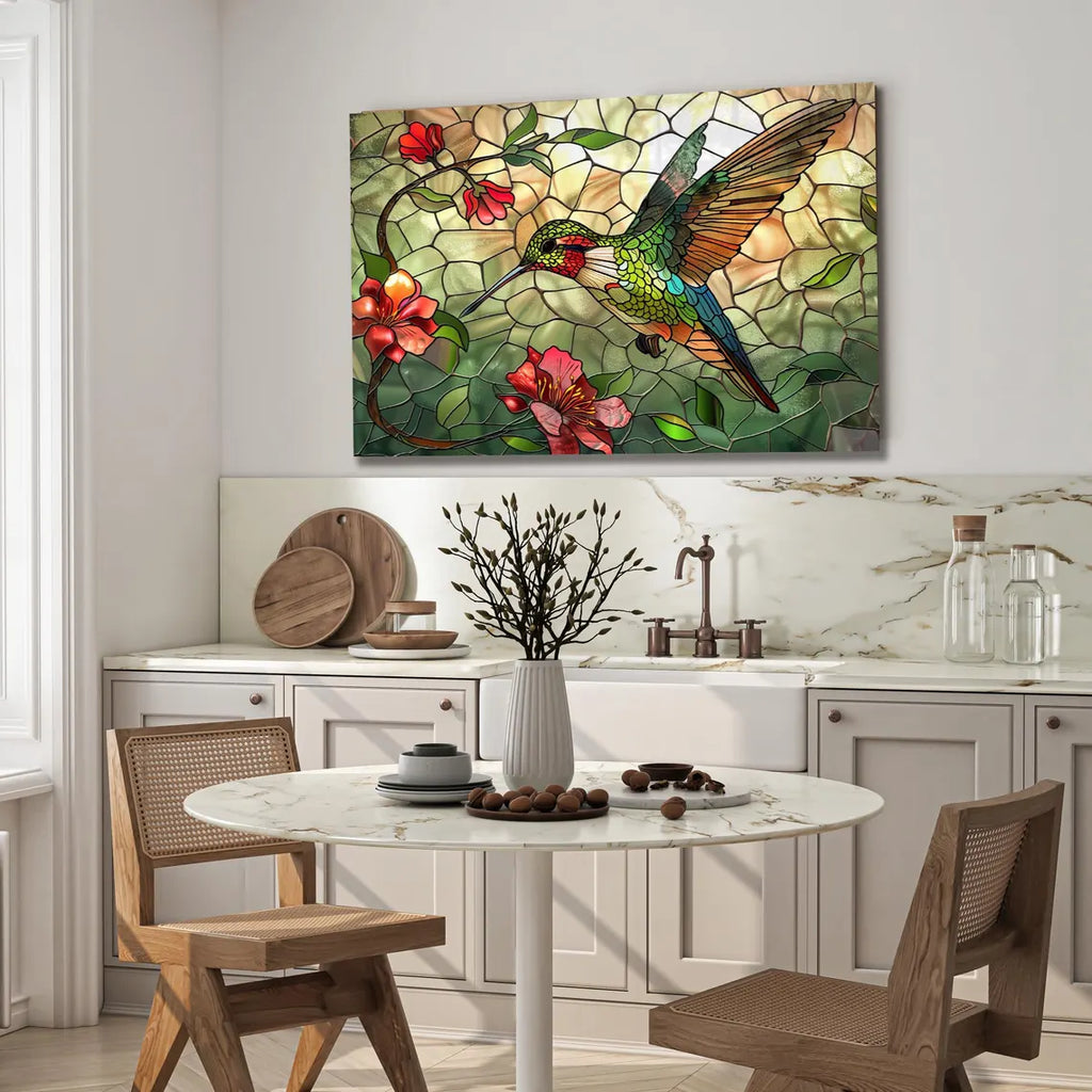 Tableau mural en verre colibri