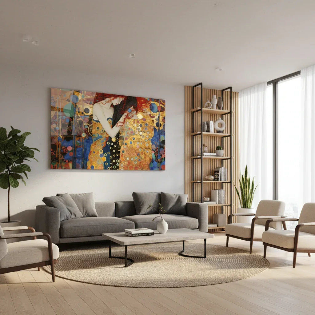 Klimt-Inspired Glass Wall Art - LUXARTDECO