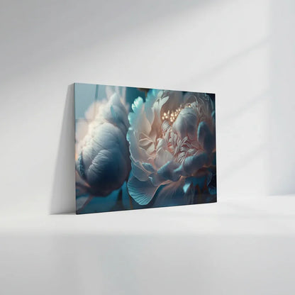 Blue Peony Glass Wall Art - LUXARTDECO