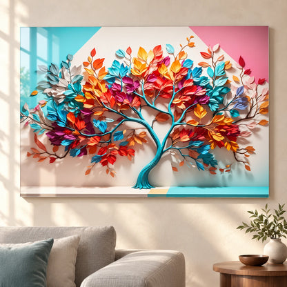Albero Arcobaleno Quadro in Vetro Temperato