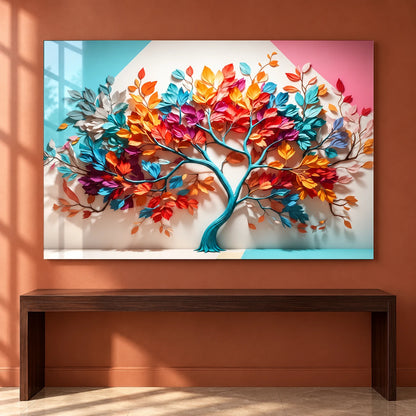 Albero Arcobaleno Quadro in Vetro Temperato