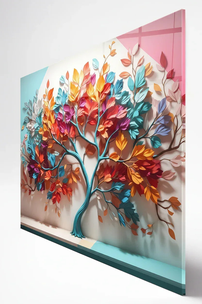Rainbow Tree Glass Wall Art - LUXARTDECO