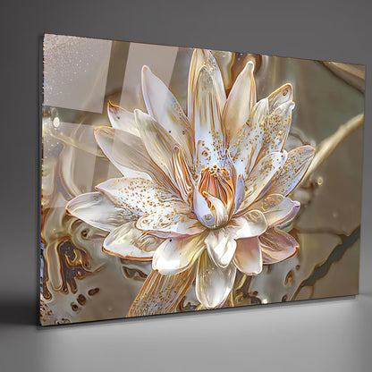 Lotus Flower Glass Wall Art - LUXARTDECO