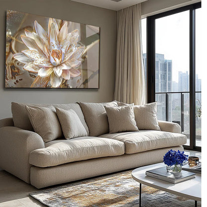 Lotus Flower Glass Wall Art - LUXARTDECO
