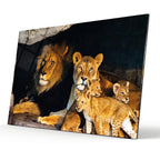 Tableau mural en verre Famille Lion
