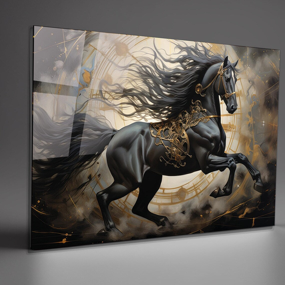 Black Horse Glass Wall Art
