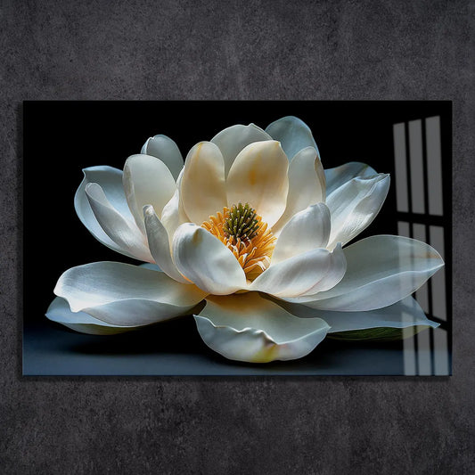 White Magnolia Glass Wall Art