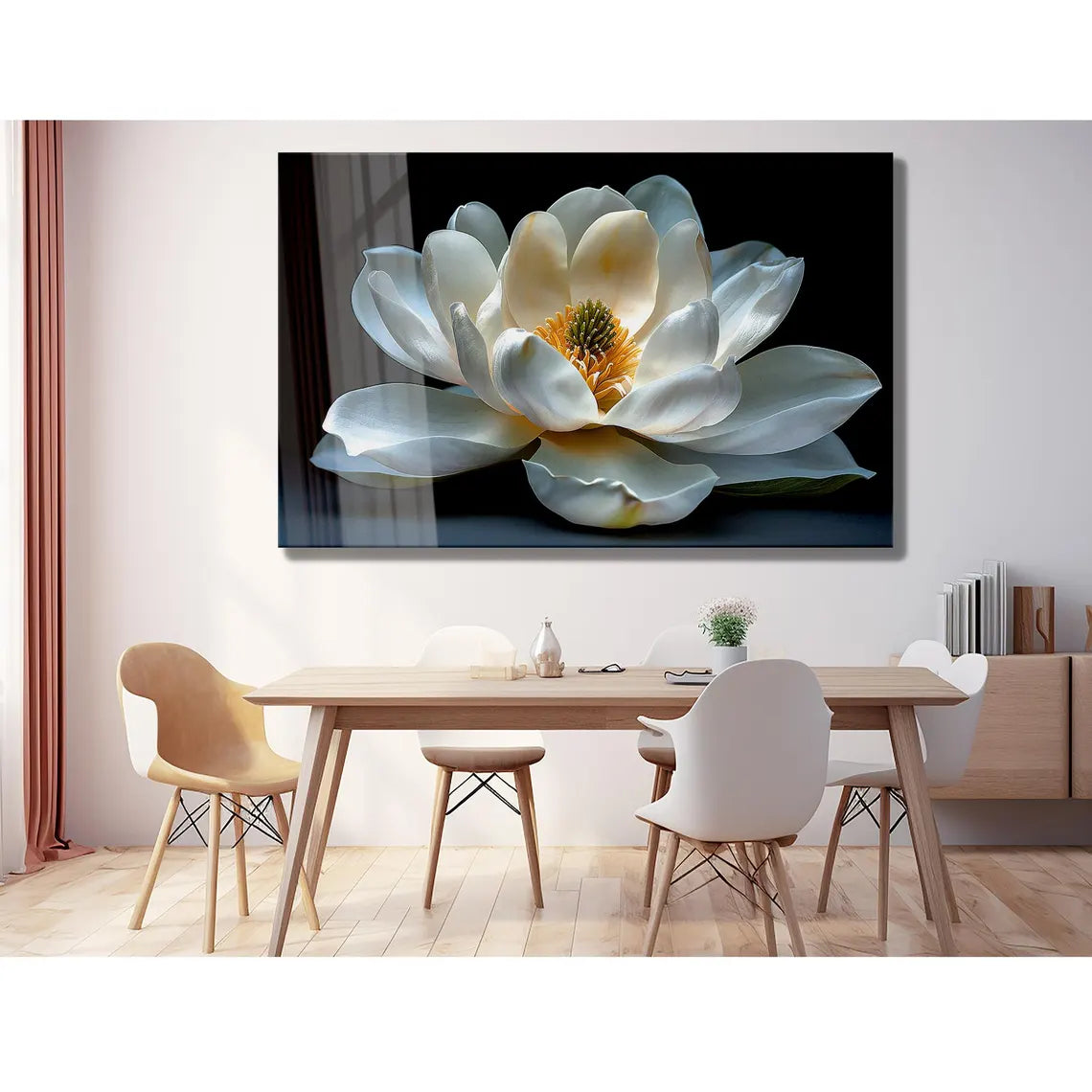 Arte murale in vetro con fiori di magnolia