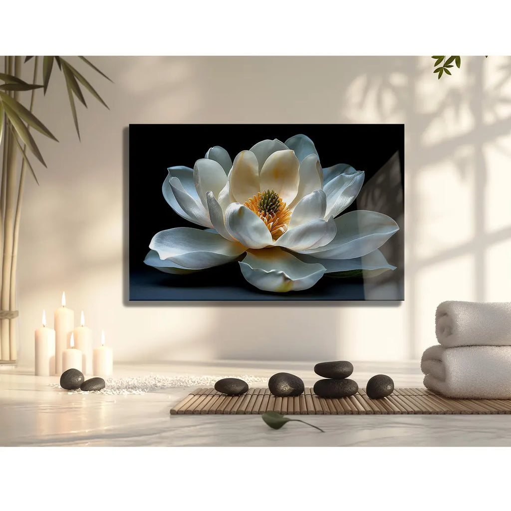 Décoration murale en verre Magnolia blanc