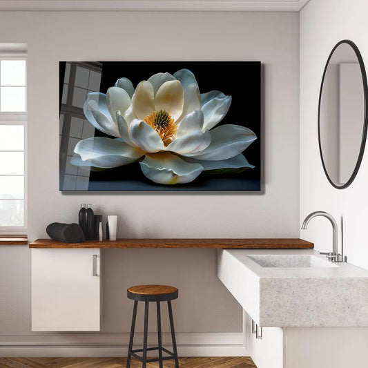 White Magnolia Glass Wall Art