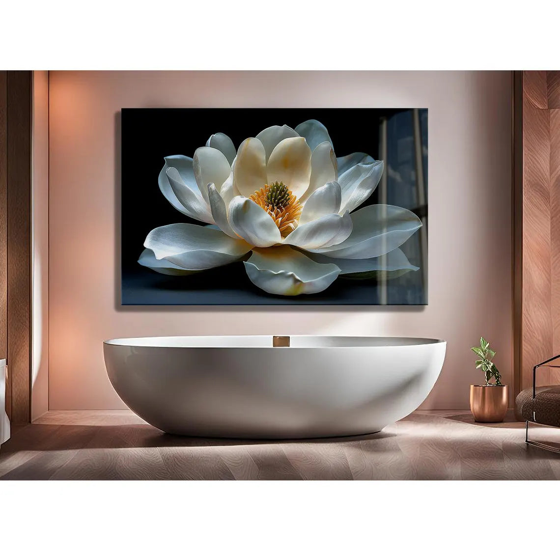 Arte murale in vetro con fiori di magnolia