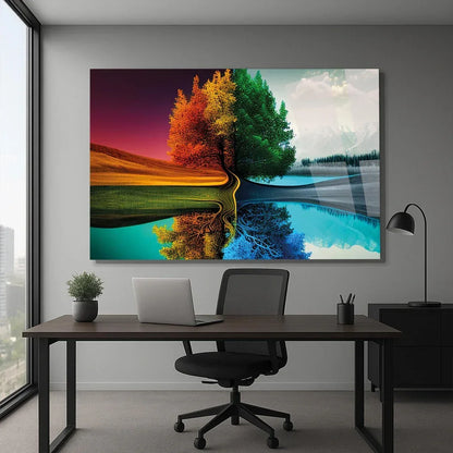 Four Seasons Glass Wall Art - LUXARTDECO