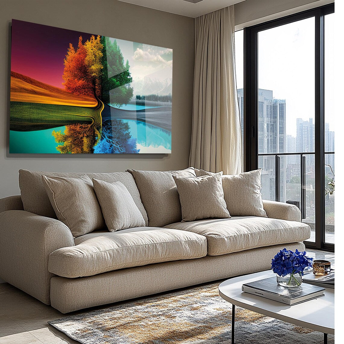 Four Seasons Glass Wall Art