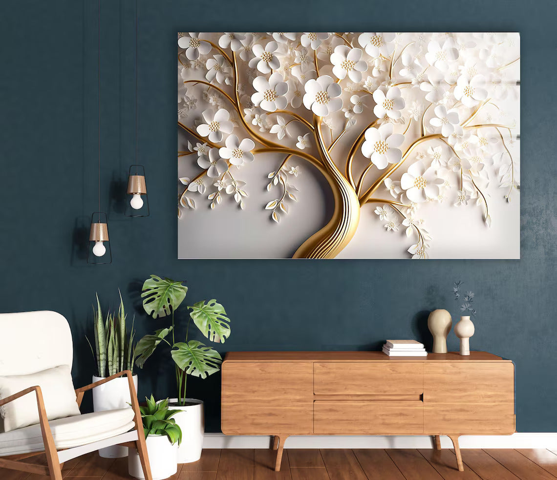 Arte murale in vetro raffigurante l'albero della vita 