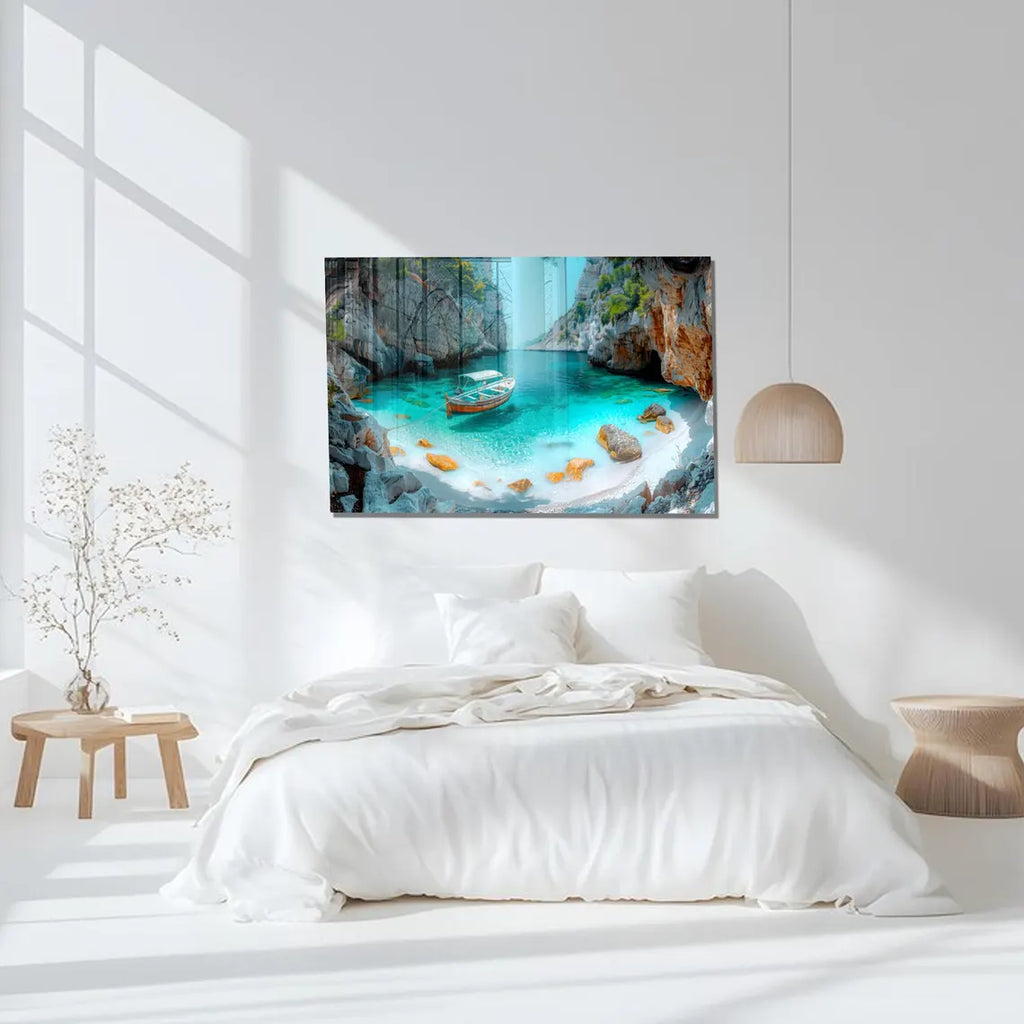 Arte murale in vetro di fiume esotico