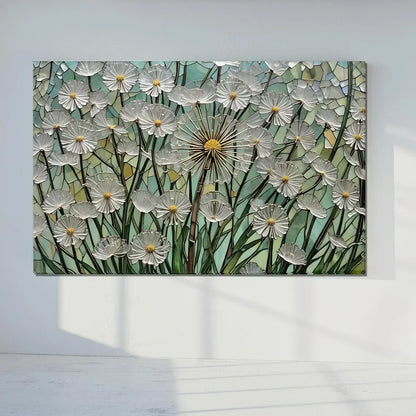 Daisies Glass Wall Art - LUXARTDECO