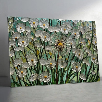Daisies Glass Wall Art - LUXARTDECO
