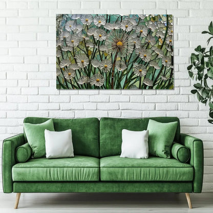 Daisies Glass Wall Art - LUXARTDECO
