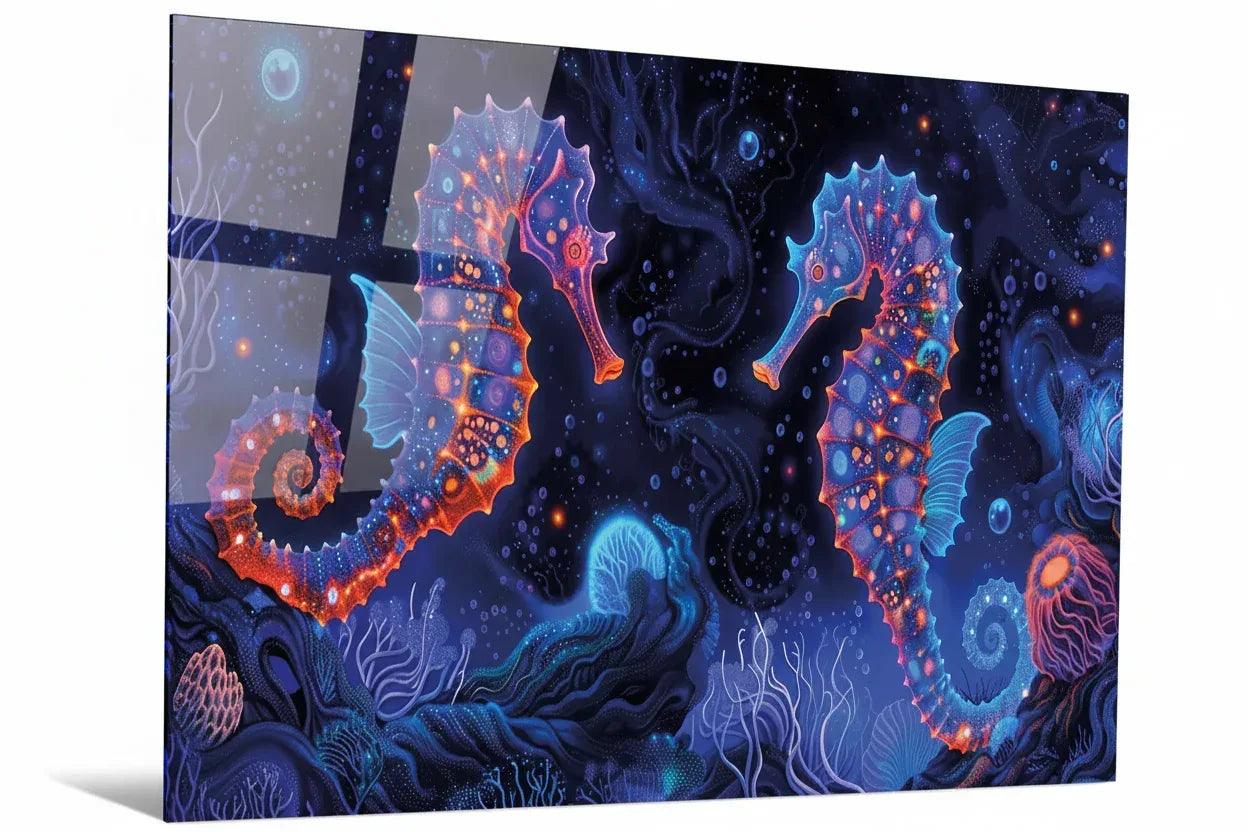 Seahorse Glass Wall Art - LUXARTDECO