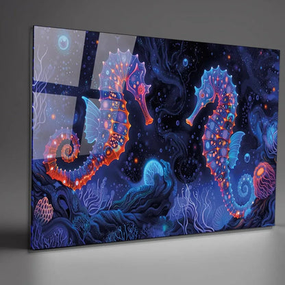 Seahorse Glass Wall Art - LUXARTDECO