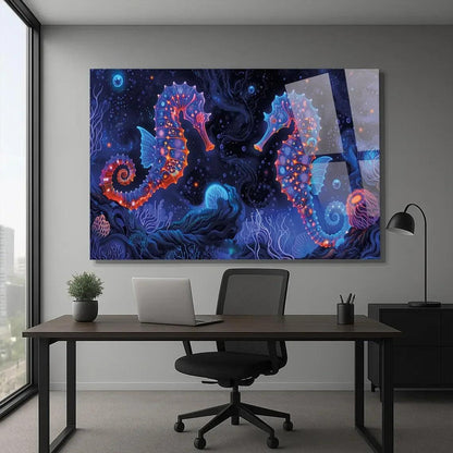 Seahorse Glass Wall Art - LUXARTDECO