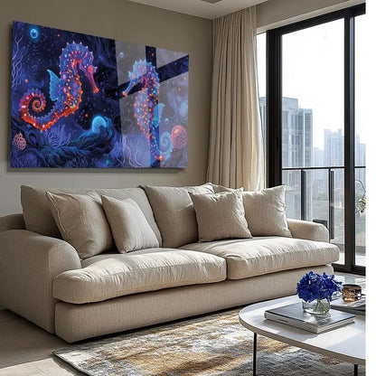 Seahorse Glass Wall Art - LUXARTDECO