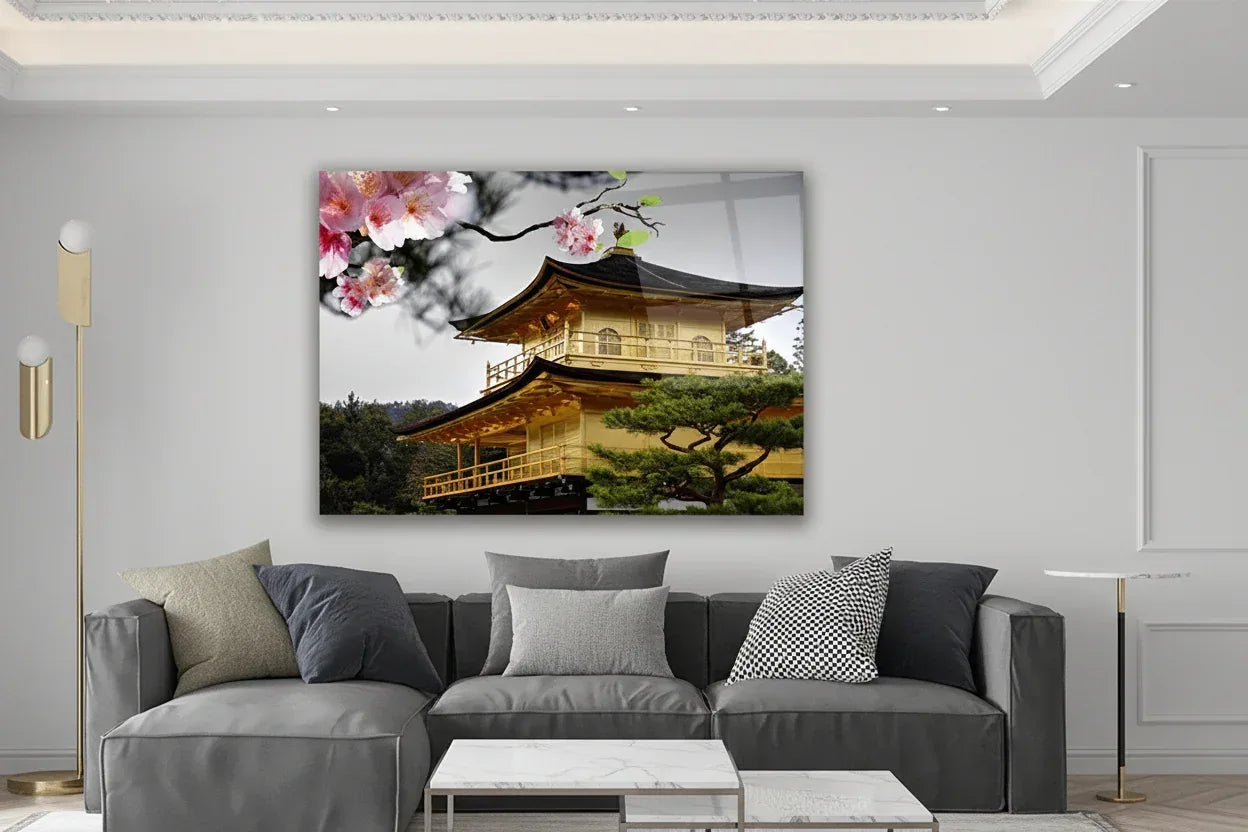 Kinkaku-ji Glass Wall Art - LUXARTDECO