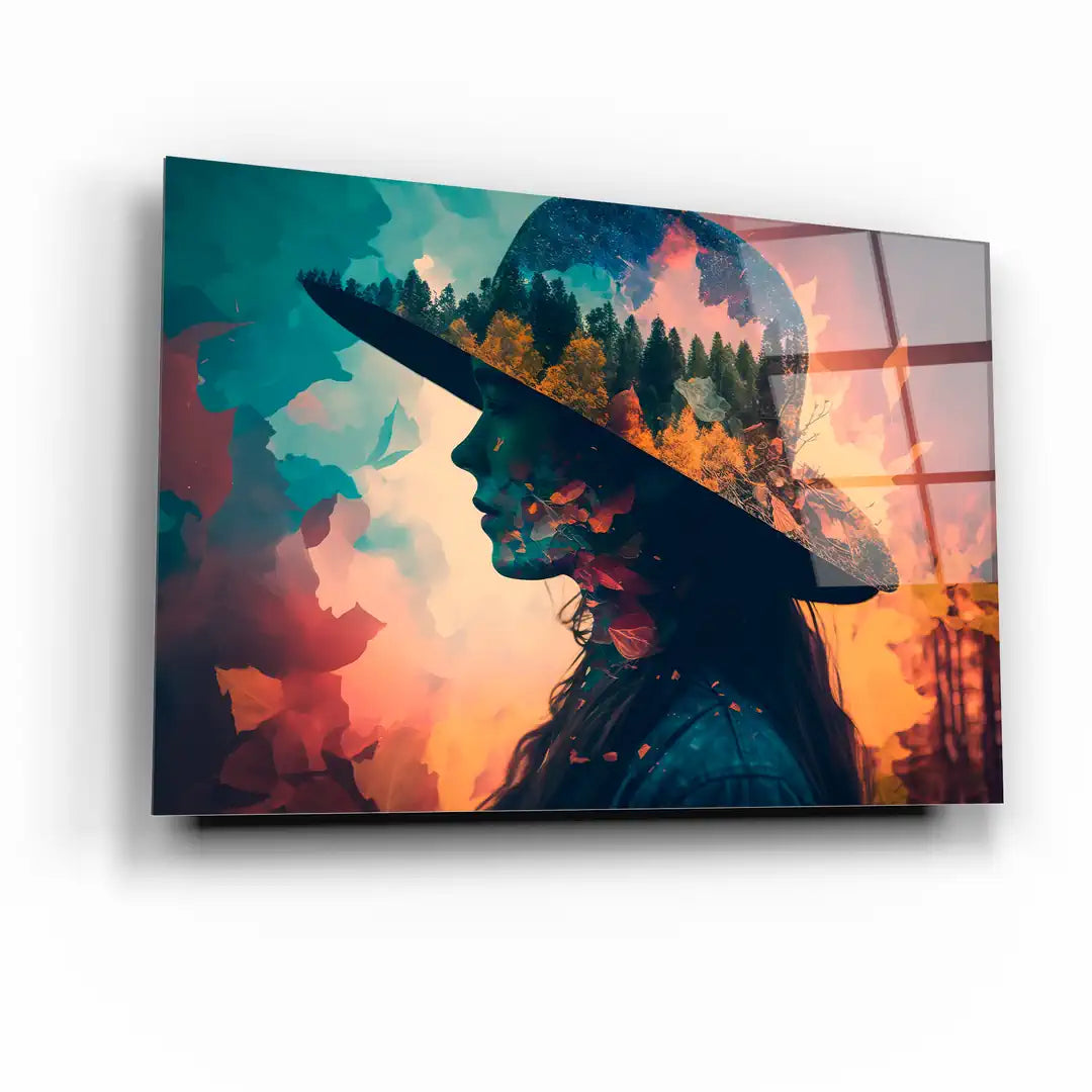 Testa di donna in vetro da parete