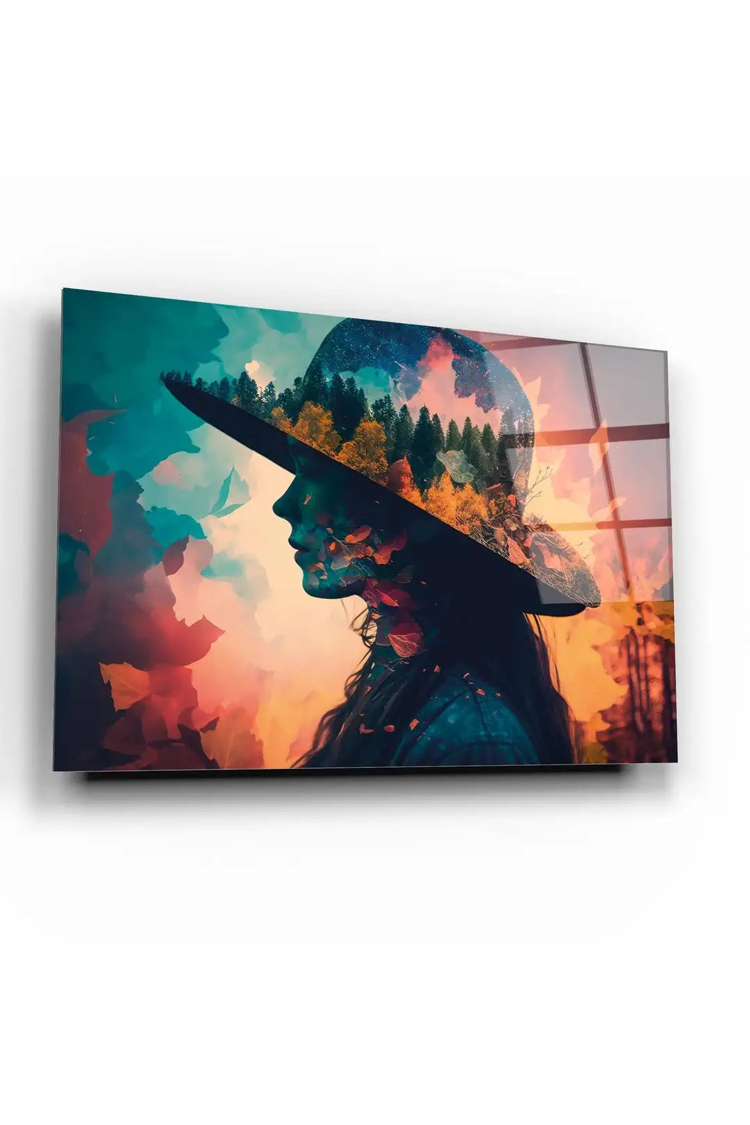 Testa di donna in vetro da parete