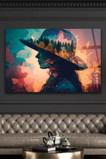 Woman's head Glass Wall Art - LUXARTDECO