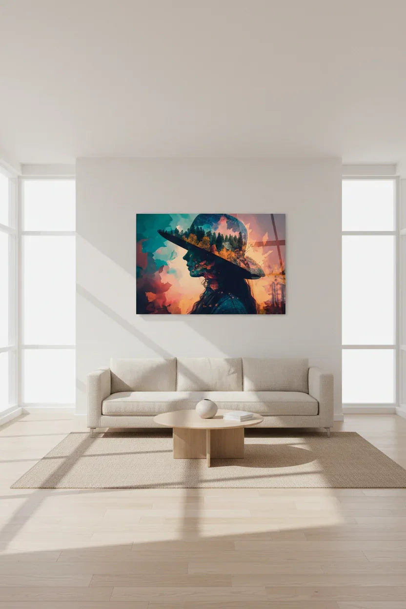 Woman's head Glass Wall Art - LUXARTDECO