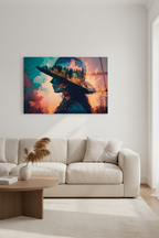 Testa di donna in vetro da parete