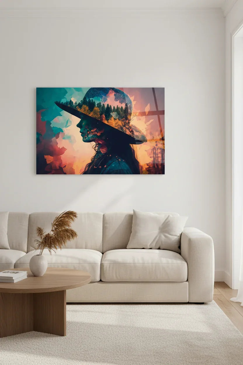 Woman's head Glass Wall Art - LUXARTDECO