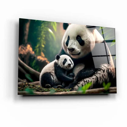 Pandas Glass Wall Art - LUXARTDECO