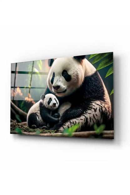Pandas Glass Wall Art - LUXARTDECO
