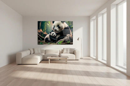 Pandas Glass Wall Art - LUXARTDECO