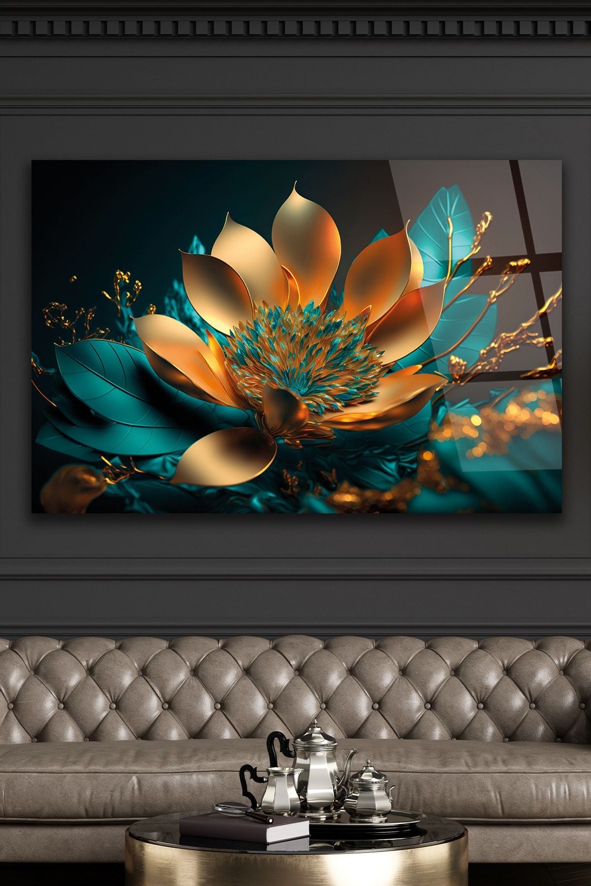 Abstract Flower Glass Wall Art