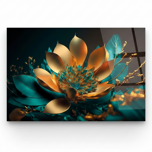 Astratto Fiore Quadro in Vetro Temperato